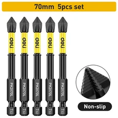 미끄럼 방지 및 충격 비트 스크루드라이버 고경도 강력한 마그네틱 25/50/65/70/90/150mm Ph2 세트, 03 5pcs 70mm