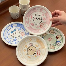 먼작귀 일본 치이카와 세라믹 캐릭터 선물용 접시 애니 초밥 귀여운 굿즈 식기, 1개, I. 4가지 스타일이 모두 필요합니다. 4개