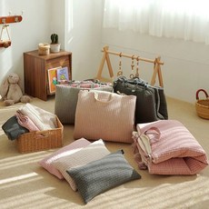 에이트룸 프리미엄 순면 100수 워싱 누빔 어린이집 낮잠이불, [100수]낮잠패드만_누빔핑크&아이보리