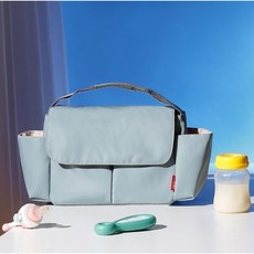 升級款寵物推車收納袋，防水大容量嬰兒車置物掛袋，多功能玩具奶瓶尿布收納整理掛包, 1個, 大容量推車掛包-薄霧綠, 薄霧綠