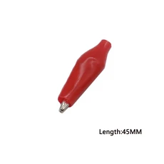 10 개/몫 28mm/35mm/45mm 금속 악어 클립 G98 악어 전기 클램프 테스트 프로브 미터 검정/빨강 플라스틱 부트 포함 전자 부품 액세서리 소스, 45MM Red
