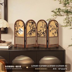 中古風竹子桌面折屏擺件 月影竹韻