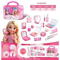 兒童玩具E7I 仿真化妝品玩具套裝 無顏料安全彩妝 女孩彩妝箱 過家家玩具組, 1個, 粉色 工具箱 - 貨號：598036