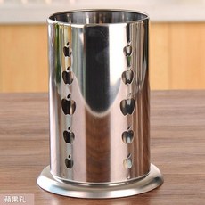 不鏽鋼雙格筷子筒 易瀝水 快速風乾 分區收納 大容量, 蘋果孔, 1個