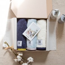 크로커다일 오코텍스 인증을 받은 워너비 호텔수건 3장 선물세트 200g 코마사 40수, MIX(아이보리1+네이비1+스카이블루1), 1세트