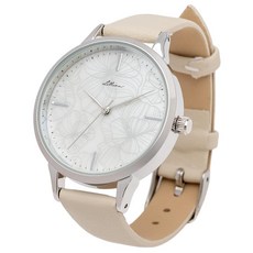 Fieldwork(필드워크) 아날로그 여성용 손목시계 선반 가죽 밴드 쉘 스타일 다이얼 꽃무늬 선화 멋스럽고 귀여운 화이트 GY094-1 WH