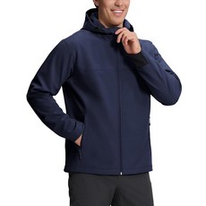 Pioneer Camp 남성용 경량 소프트쉘 방수 재킷 후드 플리스 안감 윈드브레이커 레인 쉘 하이킹 아웃도어 네이비 XL 131971