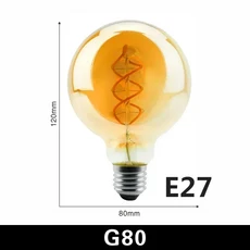 밝기 조절 빈티지 LED 필라멘트 전구 레트로 백열 장식 램프 앰플 E14 AC220V 4W, 09 G80, 04 2PCS