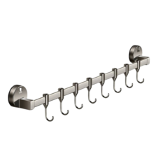 吸盤廚房掛桿 太空鋁鍋鏟排鉤 鍋蓋架 刀架 吸盤收納置物架 50cm, 槍灰 50cm-單桿8鉤, 1個