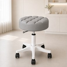 WHH 높이조절 회전 스툴 바퀴 화장대 작업 의자, 1개, 그레이