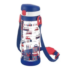 兒童水壺 吸管水杯 藍色汽車圖案, 貝克街-海軍藍（車車圖案）, 1個, 450ml
