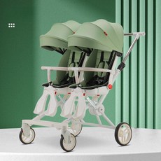 쌍둥이 유모차 접이식 경량 휴대용 아기용 유모카, 그린