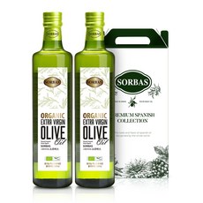 [선물포장] 소르바스 유기농 엑스트라버진 올리브유 500ml 오일선물세트, 2병
