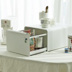 한스메종 다용도 철제 슬라이드 수납함, 화이트, 1개