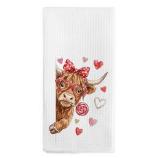 Nvucamd Valentines Maine Coon 고양이 선물 주방 타월 고양이 애호가 여성을 위한 발렌타인 데이 고양이 테마 선물 재미있는 메인 쿤 고양이 핸드 디쉬, 하이랜드 웨스턴 소