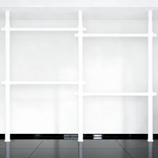 32파이 와이드 4단 행거 고강도 스틸 파이프 설치형 튼튼한 시스템 행거, 화이트