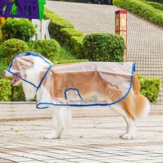 狗狗雨衣透明寵物雨披, 1個, 純透明雨衣深藍包邊,M