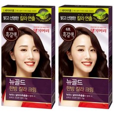 댕기머리 뉴골드 새치머리용 한방 칼라 크림 염색제, 6호 흑갈색, 2개