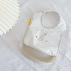 童話森林圍兜 嬰兒防水可拆卸圍兜, 1個, 7.雲朵兔比比(白), 白