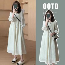 예쁜 봄 가을 임부복 임산부 옷 긴팔 퍼프소매 롱 원피스 나들이 여행 휴양지