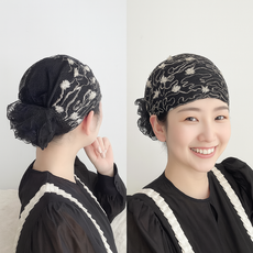 주방두건 망사 메쉬 여성 중년 주방 두건 조리 모자 조리모 주방캡 꽃무늬 위생모자