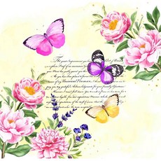 TS 花蝴蝶0019-蝶谷巴特餐巾紙/藝術紙 Decoupage napkins/art paper，精美圖案，DIY創作，餐桌裝飾，藝術紙, 1個, 22.5x22.5