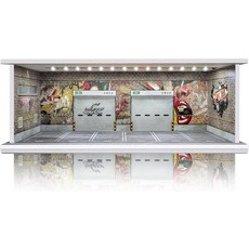 핫 휠용 사이초토이 디스플레이 케이스: 164 스케일 성냥갑 장난감 자동차용 스태커블 주차장 LED 조명 및 아크릴 커버가 있는 몬스터 트럭용 폼보드 보관소 창고, Silent Scream