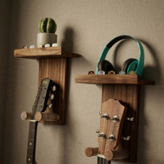 우쿨렐레 원목 악기 거치대 스탠드 기타 벽걸이 벽면 선반, 1개
