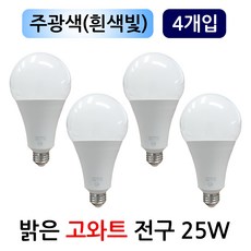 두영 LED전구 25W E26 흰색빛 KS인증 보안등 가로등 창고등, 4개, 주광색