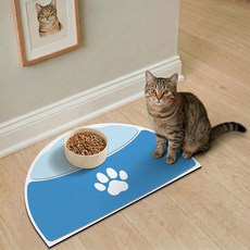 METEOCK 반려견 사료 매트 20x12 흡수성 소형 반려동물 음식과 물을 위한 깨끗한 화장대 닦기 개 그릇용 미끄럼 방지 고무 싱글 노멀 그릇 장착 파란색, Pink & Gray, 20''x12''