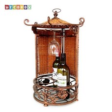 DecoBox 峇里島風格紅酒收納掛架，藤編與金屬材質, 詳見包裝, 詳見包裝