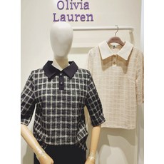 여성 트위드 느낌 카라 반팔 티셔츠 vocal4f7341 ECJ 687574, 블랙 95