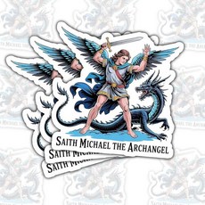 검과 드래곤 스티커가 있는 전사 천사 3개 종교 대천사 수호자 데칼 기독교 신앙 비닐 스티커 노트북 물병 성경 자동차용 신자를 위한 선물 (7.6cm(3인치)) 2, 3in