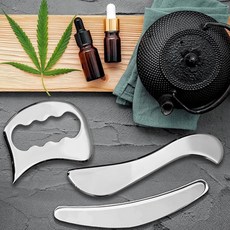 Duobi多筆 康復肌肉筋膜刮痧3件套 醫用不銹鋼足底小腿按摩工具組 理療腿部 DSS4, 如圖3件套, 1個