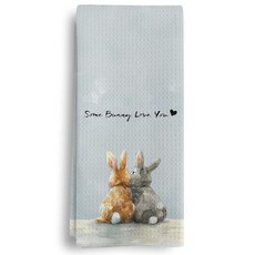 Qeheb 크리스찬 부활절 토끼 주방 타월 여성용 토끼 선물 접시 티 타월 토끼 선물 예수 부활절 프레피 핑크 토끼 장식 핸드 타월 욕실 장식용 40.6 x 61cm(16 x, Bunny Love