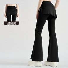 DFMEI 新款瑜伽褲抽皺喇叭褲裙假兩件健身訓練高腰提臀運動瑜伽褲女