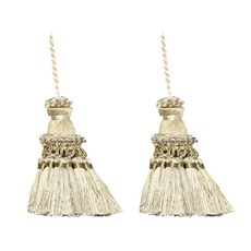 핸드매 컬러풀 에스닉 커튼 걸이 장식 펜던트 컬러풀 2PCS, 베이지