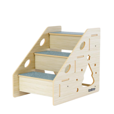 Pets Galaxy 寵物木質四層階梯，防滑安全，減輕關節壓力，適用小型犬和老犬, 寵物木質台階-三階, 1個