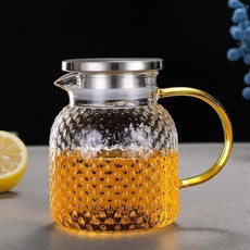高硼硅玻璃涼水壺 大容量耐高溫米粒紋路冷水壺, 1個, 1000ml, N/A, 1L
