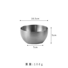 304不鏽鋼方圓碗 雙層隔熱, 方圓碗10cm 銀色, 1個