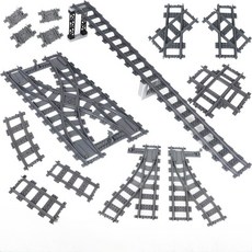 위퉁 열차 건설 블록 분기선 직선 곡선 교차선 신호등 보행자 육교 DIY 완구, 1개, 블랙 삼각 스탠드 6.4g