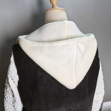 오아모먼트 팡쿠 워머 추동 후드 카라 털실 아우터 모자 장식 두꺼운 탈부착 목선 남녀공용 패딩