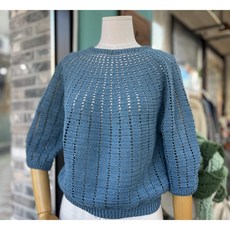 [코바늘 DIY] 코바늘 둥근요크 풀오버/코바늘 패키지/동영상 있음, 6841더스티아쿠아, 1개