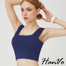 HanVo 寬肩帶U型美背運動內衣 3D彈力面料防震瑜珈健身內衣 一體式固定杯墊女生內衣 A10-9004