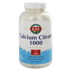 Kal 檸檬酸鈣補充錠 1000mg, 180顆, 1罐