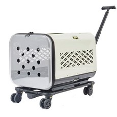 寵物推車 狗狗推車 摺疊推車 貓咪推車 外出便攜行李箱推車, 白色（寵物箱*1+拉桿）,【適合貓30斤/狗25斤】, 1個