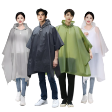 단비상자 EVA 판초형 우비 일회용 우의 다회용 비옷 3종세트, 3개, 다크블랙