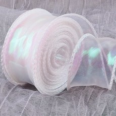 상일상회 선물 포장 리본 쉬폰 오간디 꽃다발 청첩장 끈 4cm, 펄 화이트, 9m, 1개 펄 화이트, 9m, 1개