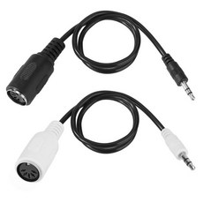 2개 세트 타입A MIDI 3.5mm 어댑터 14인치 암 to TRS 수 케이블 오디오 변환기 키보드 신스 및 디지털 워크스테이션용 (검정색 흰색)