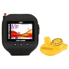 LUCKY RAMBO 魚群探測器手錶，無線聲納，水深水溫顯示，便攜式釣魚設備, 黑色, 1個, 魚群探測手錶